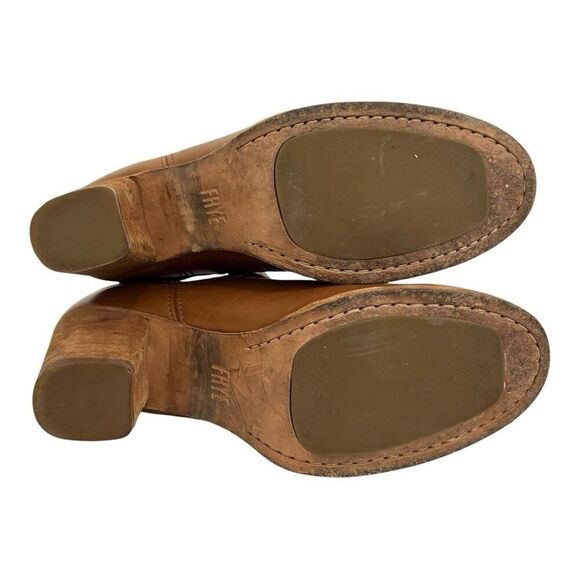 Frye Naomi Pickstitch Ankle Shooties Womens Size 7 B Whiskey Brown Leather Zip - Picture 6 of 7